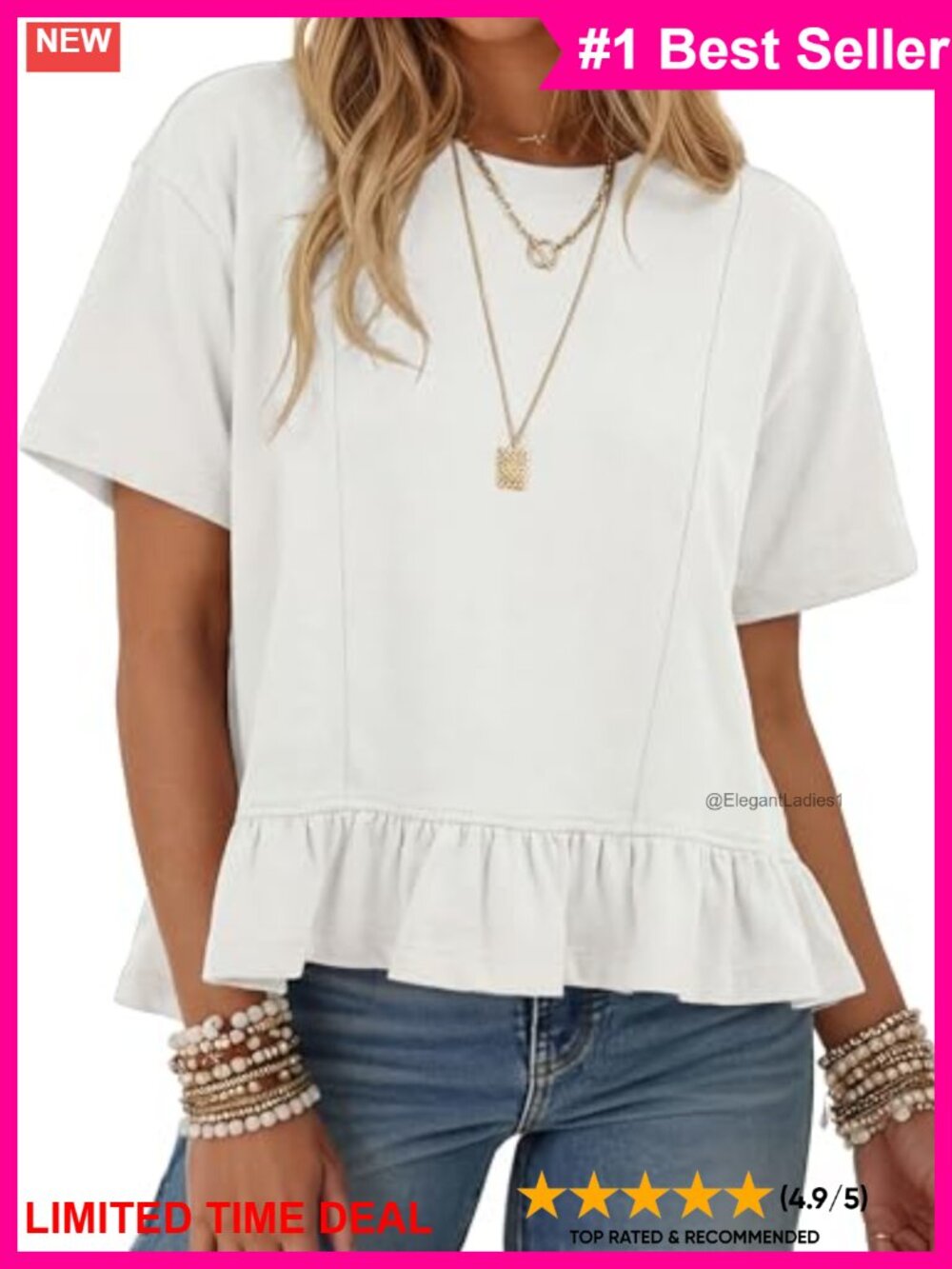 Oversized Peplum Babydoll Blouse Short Sleeve Summer Top